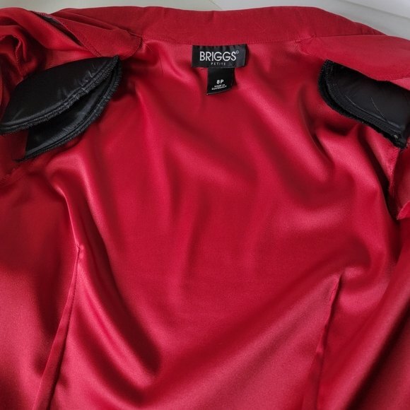 BRIGGS red light jacket blazer Size 8P petite front zippered polyester blend - Picture 7 of 10